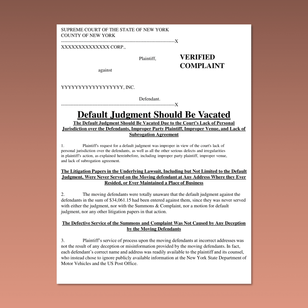 NY Default Judgment