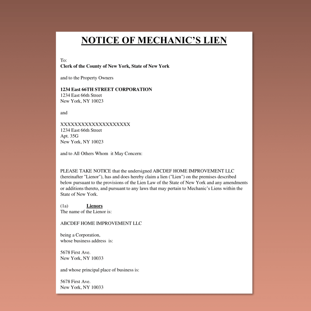 New York Mechanic’s Lien Lawyer